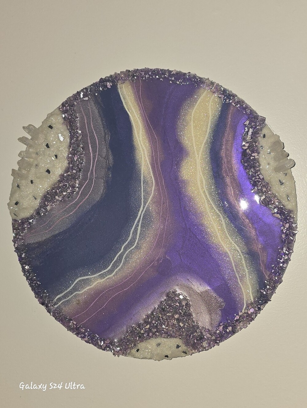 Handcrafted Purple & Gold Mixed Media Wall Art